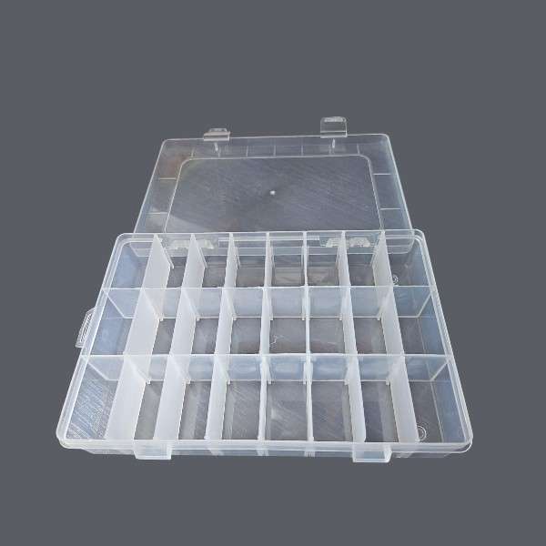 JG20375663 24 Transparent Grid Storage Box With Removable Dividers