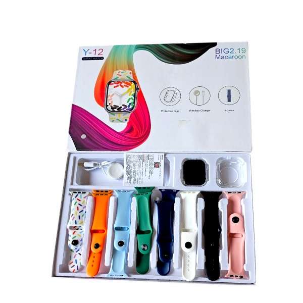 Macaroon Y-12 2" Large Screen Bluetooth Smart Watch With 8 Silicone Straps And Case Uses Olywear App