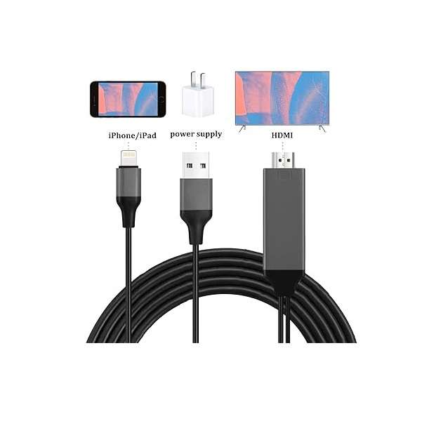 SE-L014 8-Pin Lightning To HDMI Cable With USB Power, Full HD 1080P Video And Audio Output 1.8M E...