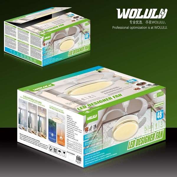 Wolulu AS-51080 48 LED Designer Ceiling Fan Light 72w 3 Adjustable Light Settings