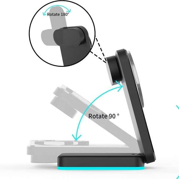 Aerbes AB-SJ160 3 in 1 Wireless Magnetic Charger With RGB Lighting Base