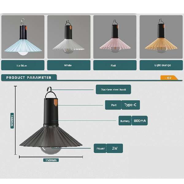 PM-154 6 Piece Camping Rechargeable Hanging Lamp With Three Modes