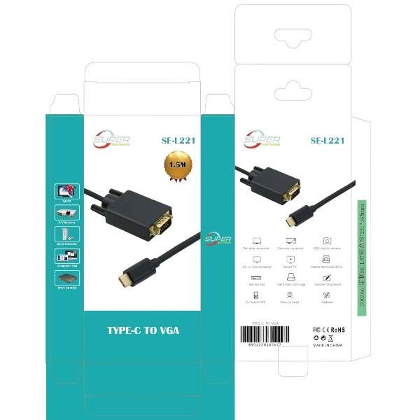 SE-L221 Type C To VGA 1.5M Gold Plated Converter Cable