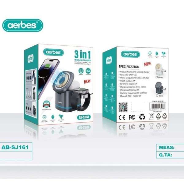 Aerbes AB-SJ161 3 in 1 Wireless Magnetic Charger