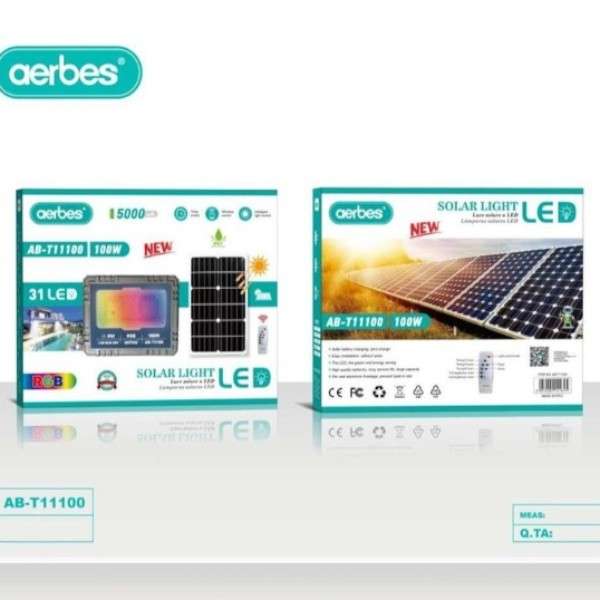 Aerbes AB-T11100 100W 31LED Solar RGB Flood  Light 5000mah Battery With Remote Control