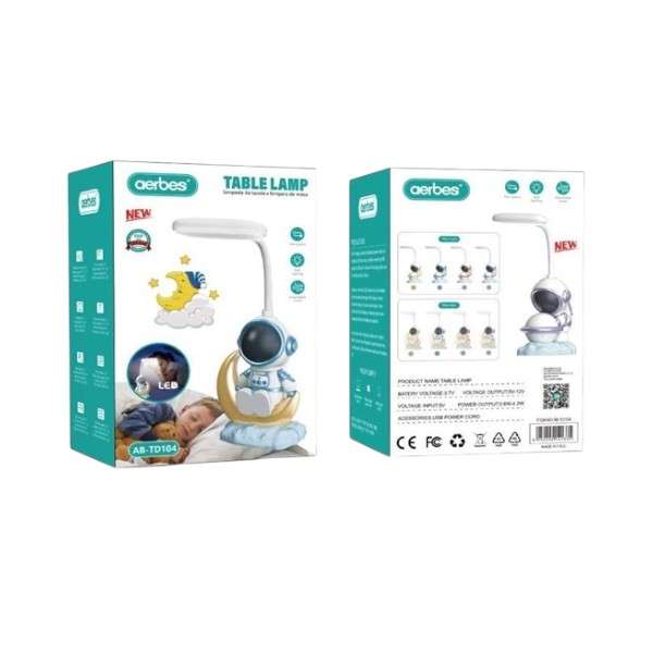 Aerbes AB-TD104 Rechargeable 500mah LED Kids Astronaut Table Lamp With 2 Light Modes