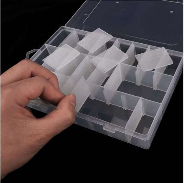 JG20375663 24 Transparent Grid Storage Box With Removable Dividers