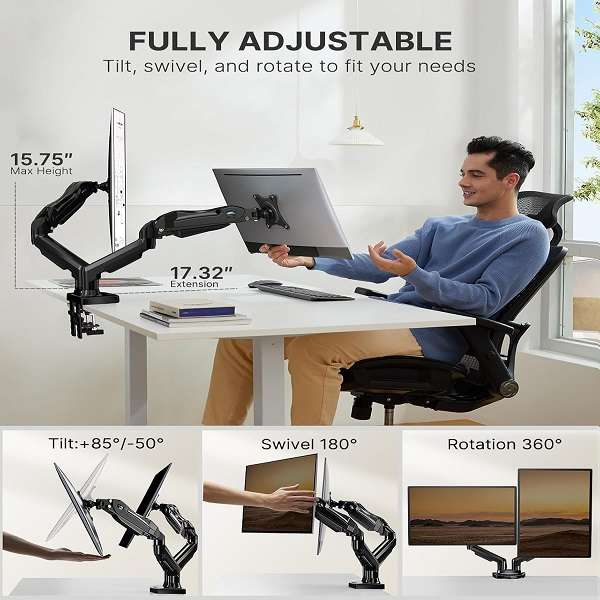 F160 17" to 32" Dual Monitor Desk Mount
