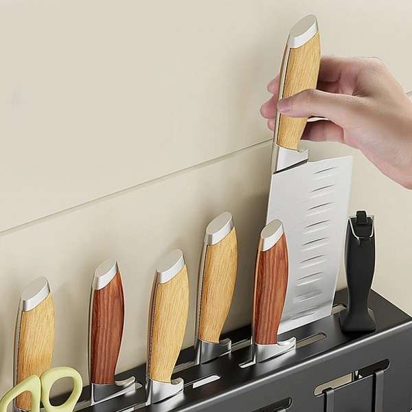 JG20375693 Wall Mounted Multifunctional Kitchen Utensil Holder Rack With 8 Hooks