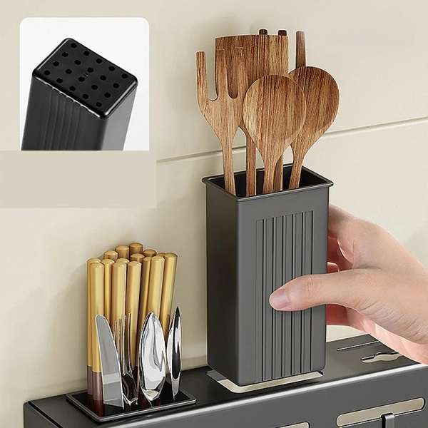 JG20375693 Wall Mounted Multifunctional Kitchen Utensil Holder Rack With 8 Hooks
