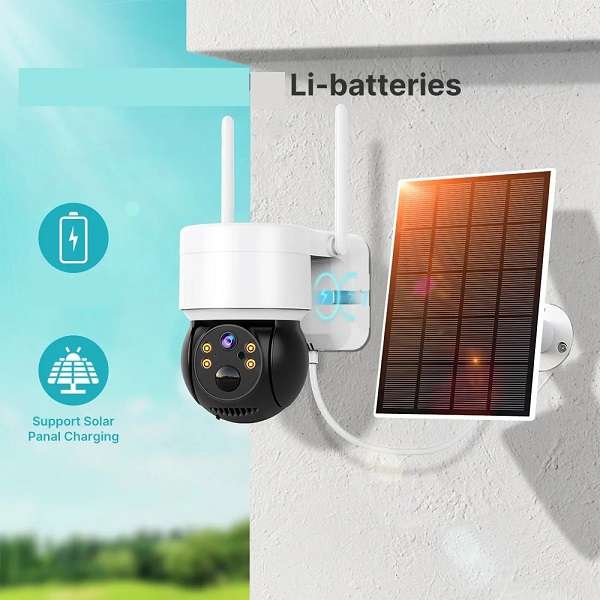 JG20375652 Wifi Solar 3MP Outdoor Dome Camera With PIR Motion Alarm ICSee App