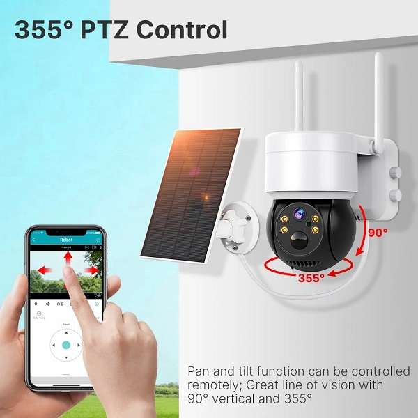 JG20375652 Wifi Solar 3MP Outdoor Dome Camera With PIR Motion Alarm ICSee App