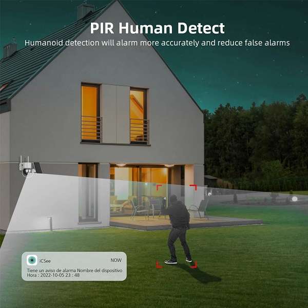 JG20375652 Wifi Solar 3MP Outdoor Dome Camera With PIR Motion Alarm ICSee App