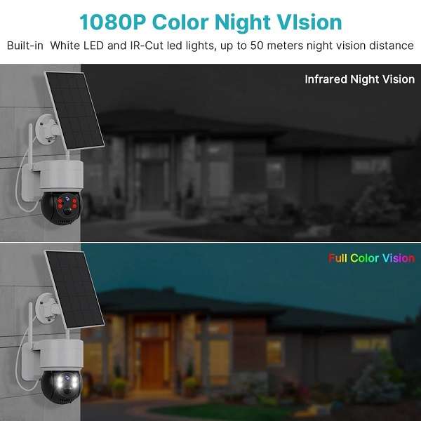 JG20375652 Wifi Solar 3MP Outdoor Dome Camera With PIR Motion Alarm ICSee App
