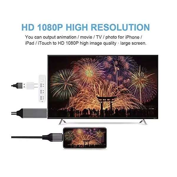 SE-L014 8-Pin Lightning To HDMI Cable With USB Power, Full HD 1080P Video And Audio Output 1.8M E...
