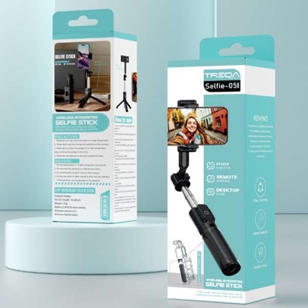 TREQA Selfie-05 Wireless Bluetooth-Enabled Selfie Stick with Tripod Stand