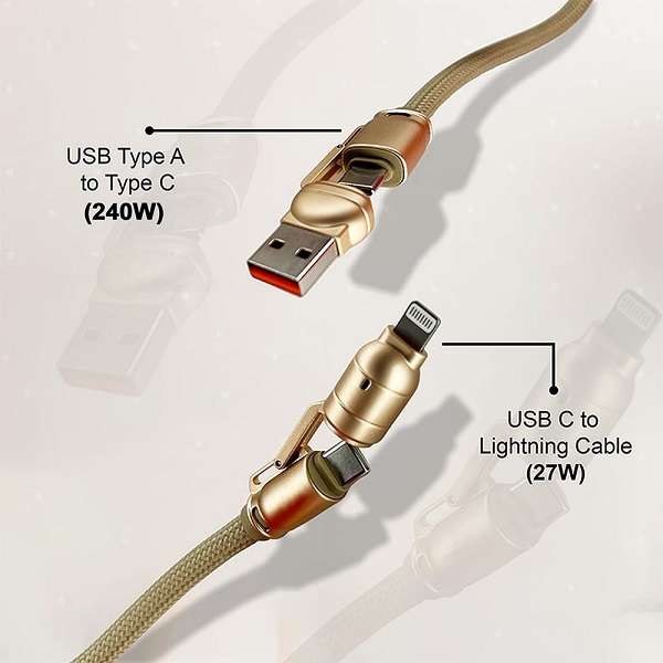 Treqa CA-899 240W 4 in 1 Phone Lanyard Data Cable