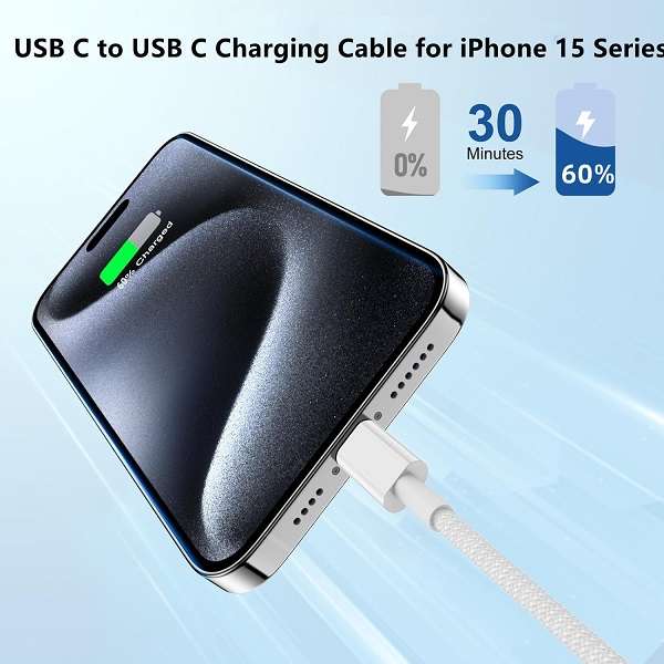 Treqa CH-9029 50W Dual PD Charger for Iphone 15/16 Pro Max With Type C cable