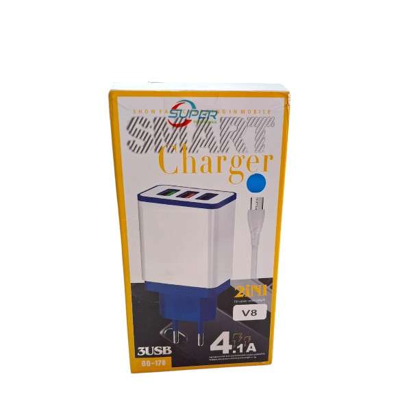GQ-176 Smart 4.1A 3 Port Charger With Micro USB 1M Cable