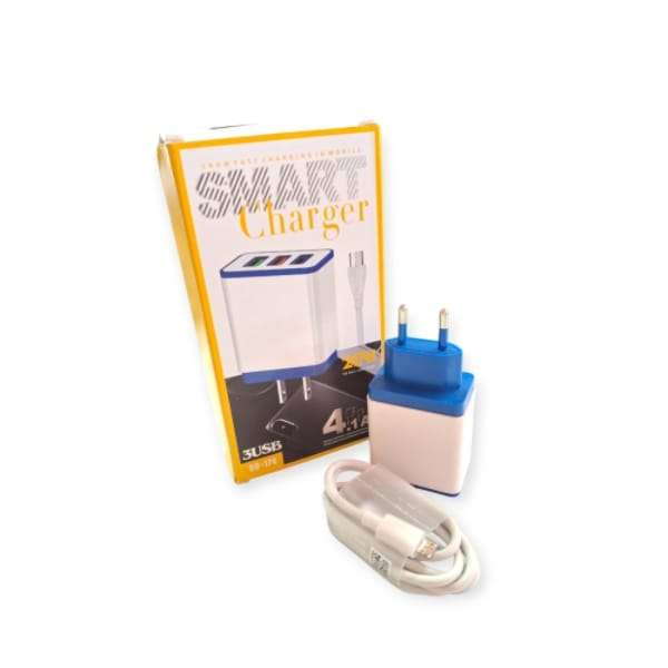 GQ-176 Smart 4.1A 3 Port Charger With Micro USB 1M Cable