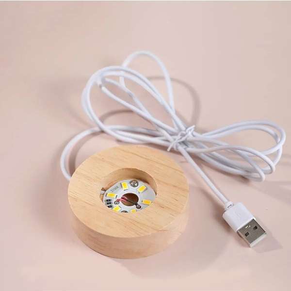 AS-33090 3D Jellyfish Crystal Ball Night Lamp 8cm USB-Powered Ambient Light with Wooden Base
