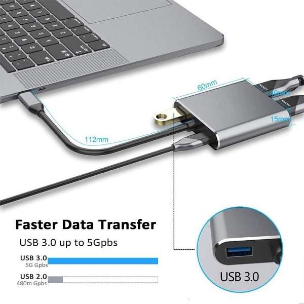 Tangka TK-H138  4-in-1  Hub Adapter USB-C to HDMI, VGA and USB 3.0