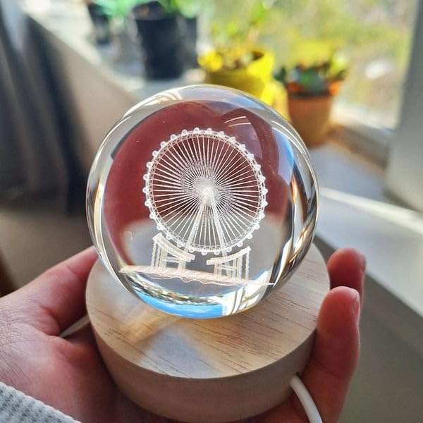 AS-33095 8cm 3D Ferris Wheel  Crystal Ball Night Light