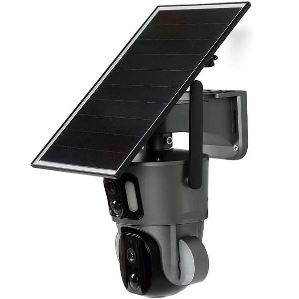 4G 2MP Full Color Night Vision Dual Lens Solar Powered Camera With PIR, 2-Way Audio And Mic