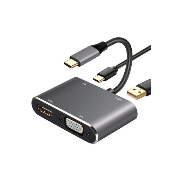 Tangka TK-H138  4-in-1  Hub Adapter USB-C to HDMI, VGA and USB 3.0