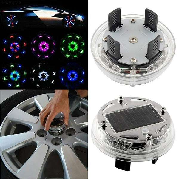 Solar Powered RGB Car Hub Lamp For Wheels