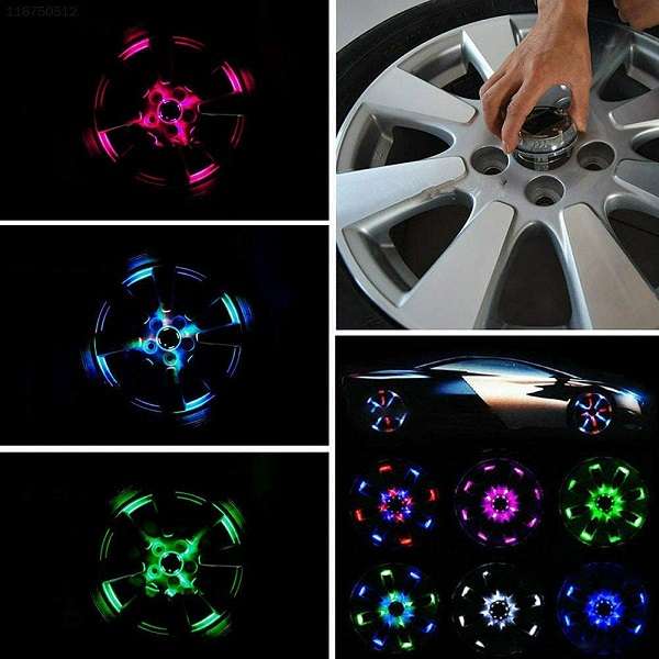 Solar Powered RGB Car Hub Lamp For Wheels