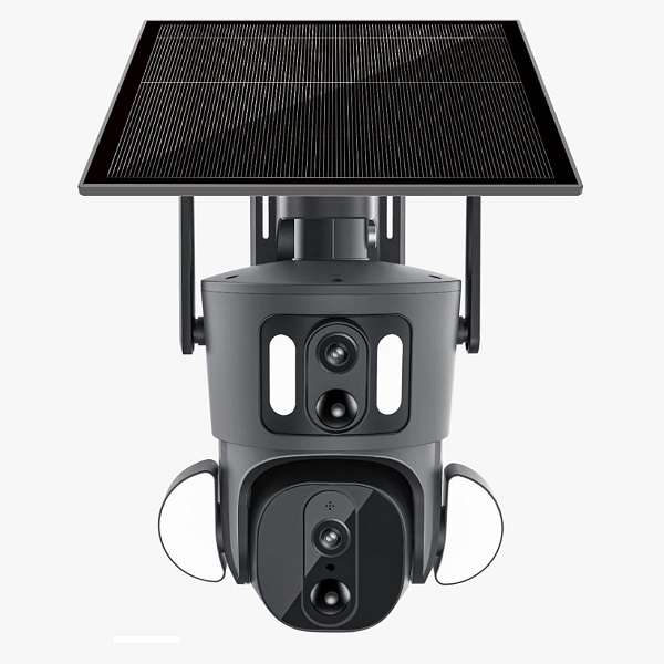 4G 2MP Full Color Night Vision Dual Lens Solar Powered Camera With PIR, 2-Way Audio And Mic