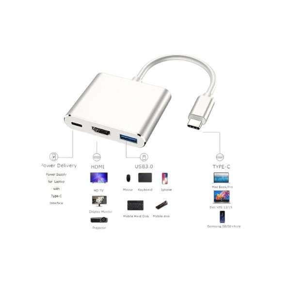 Tangka TK-H141 USB-C to  HDMI + USB 3.0 + PD Charging Adapter