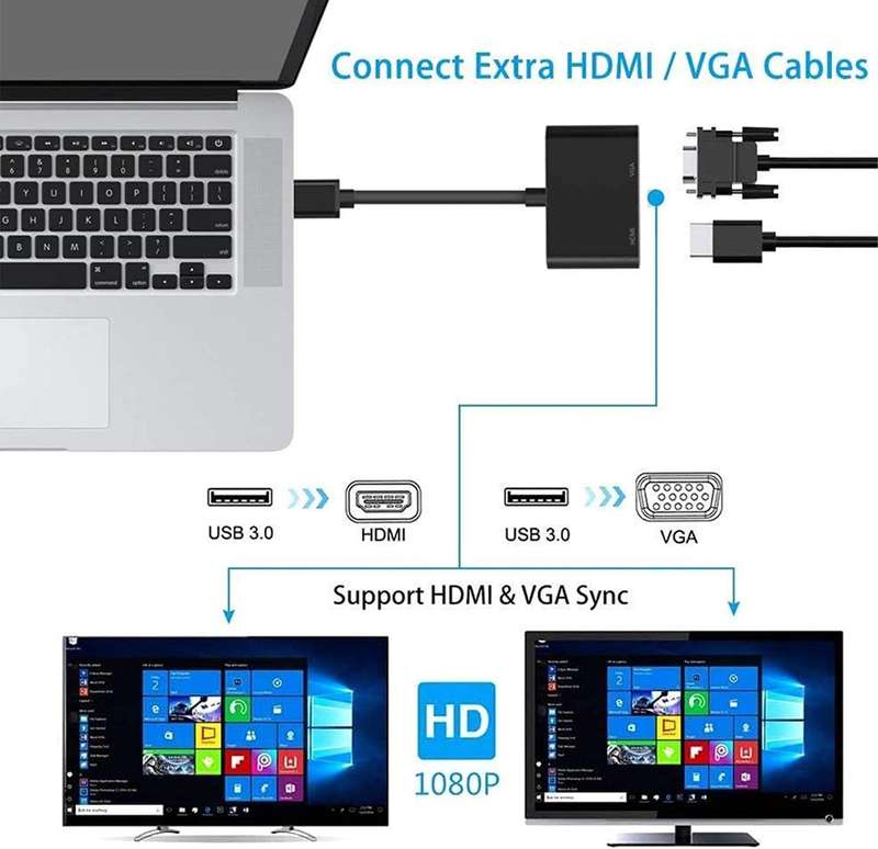Tangka TK-H134 USB 3.0 To HDMI + VGA  Adapter Converter Cable