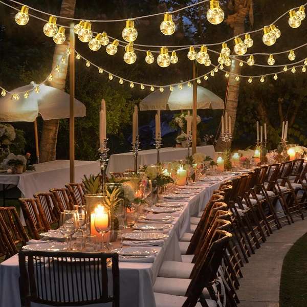 Aerbes AB-TY248-1 Warm White 8M Solar Round Bulb String Light 1200mah Battery