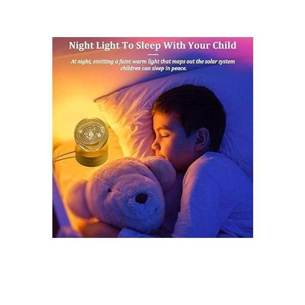 PM-163 3D Solar System Crystal Ball Night Light USB Powered with Wooden Base