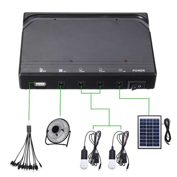 8" 12V Solar Dc Fan With 3 LED Bulbs, For Indoor Or Outdoor Use XT-8000