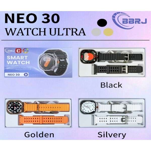 Neo 30 Super Amoled Screen Bluetooth Smart Watch With 2 Straps