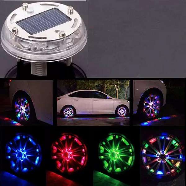 Solar Powered RGB Car Hub Lamp For Wheels