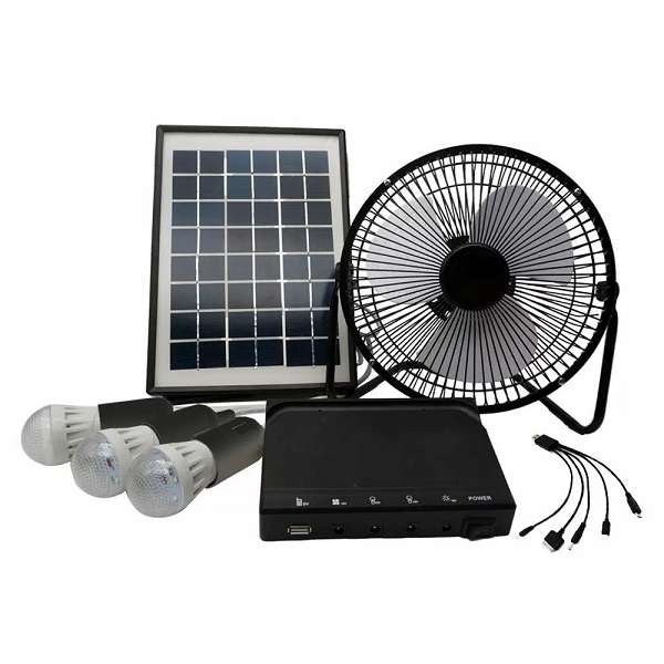 8" 12V Solar Dc Fan With 3 LED Bulbs, For Indoor Or Outdoor Use XT-8000