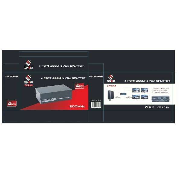 Tangka TK-H132 VGA 1 to 4 Port Splitter 200MHz