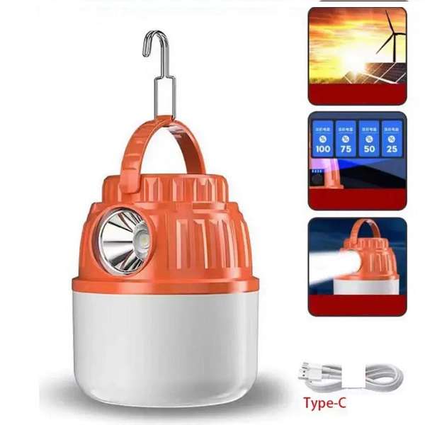 1831336 Dual Light Mode Rechargeable Solar LED Camping Lantern With Hook