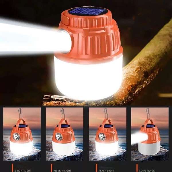 1831336 Dual Light Mode Rechargeable Solar LED Camping Lantern With Hook