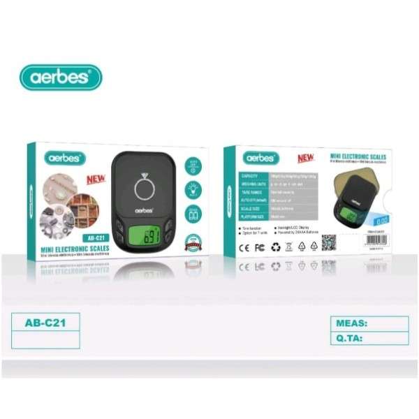 Aerbes AB-C21 Mini Pocket Size 7 Unit Electronic Scale For Jewellery