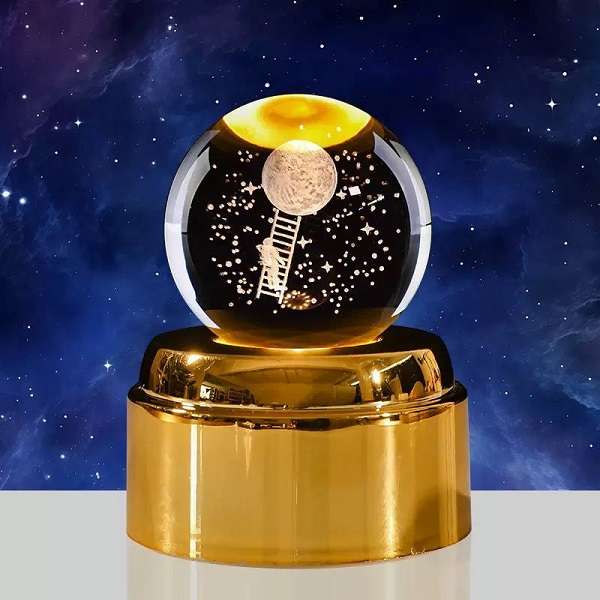 PM-170 Galaxy Dreamscape 3D Crystal Ball Lamp  8cm Auto-Rotating