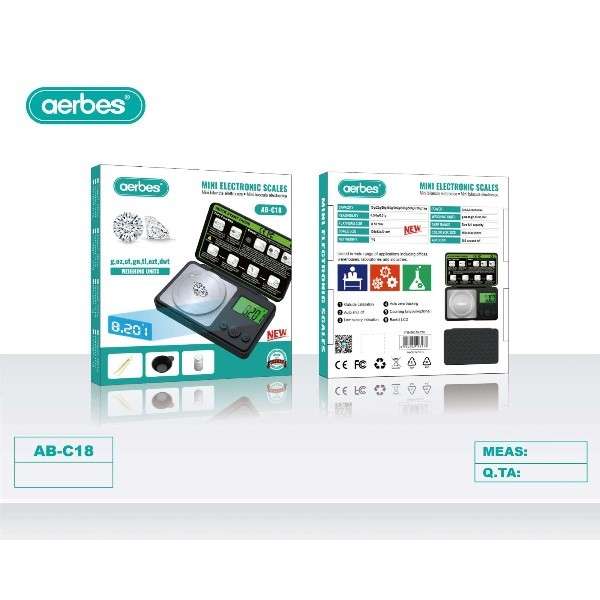 Aerbes AB-C18 Portable Jewellery Scale 10g/0.001g With Protective Cover