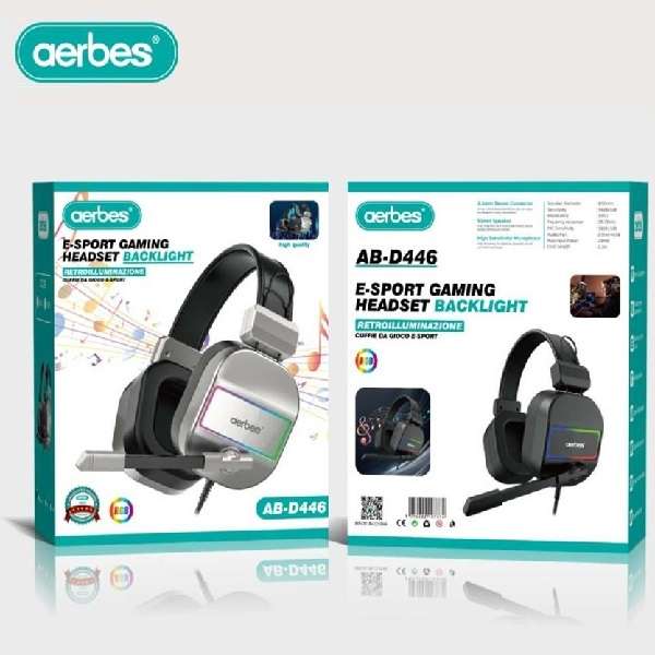 Aerbes AB-D446 RGB Wired 3.55mm + USB Gaming Headset