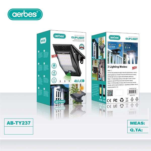 Aerbes AB-TY237 Solar Powered 46 LED Wall Clip Light