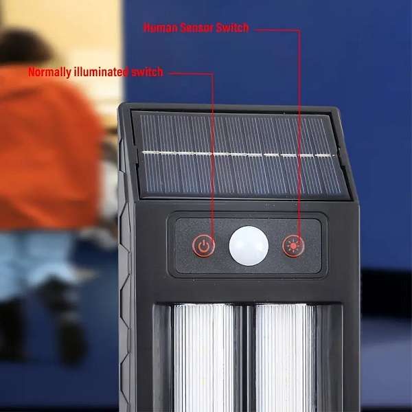 PM-184 Solar Powered Sensor Double Wall Light With Hanging Hook 1200mah Battery 18W