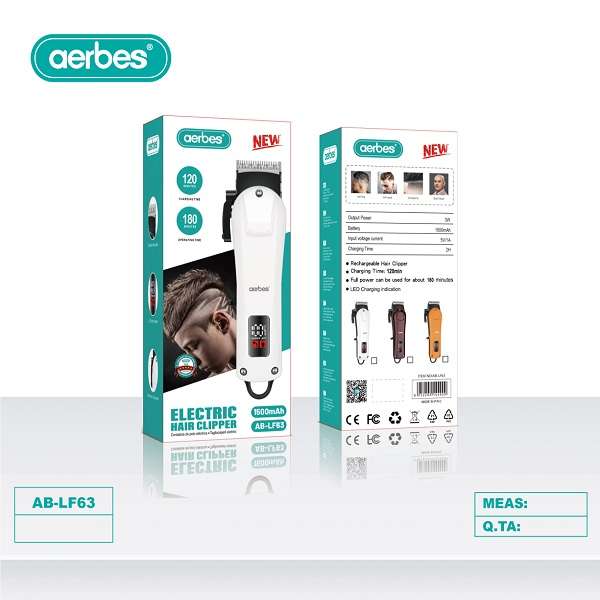 Aerbes AB-LF63 1500Mah 3W Rechargeable Electric Hair Clipper